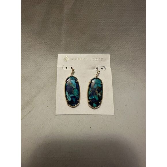 NEW Kendra Scott Elle Drop Earrings Gold Lapis Turquoise - Picture 1 of 3
